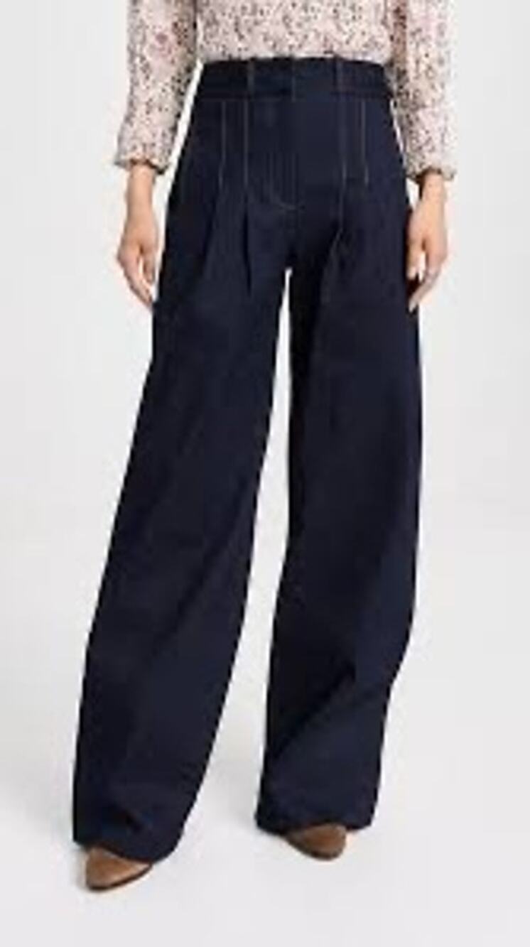Veronica beard jeans pants rennert dark rinse high rise stretch wide leg us 4